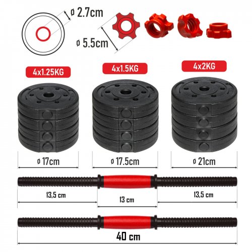HANTLE Regulowane ze sztangą 20kg 2 x 10KG AbarQs