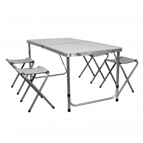 Stolik walizka turystyczna regulowane aluminiowe nogi z krzesełkami ST120 + STEEL