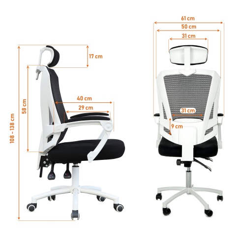 Fotel biurowy ergo NORDHOLD - 8606 - czarno-biały