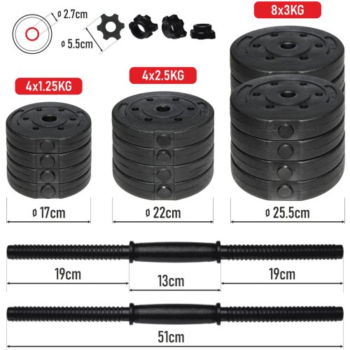 HANTLE REGULOWANE SZTANGI 40 kg 2 x 20 KG 