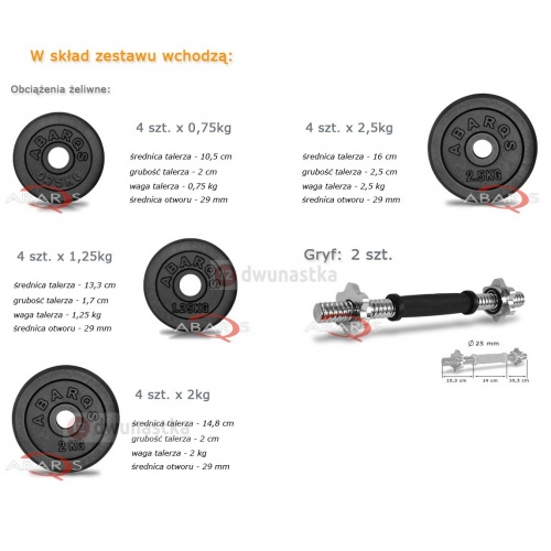 Hantle żeliwne 20 kg  2 x 10 kg