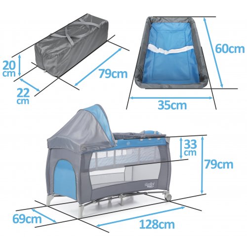 Łóżeczko turystyczne MOOLINO HAPPY+ Granatowe