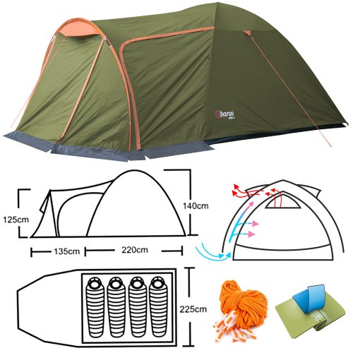 Namiot turystyczny Abarqs VIGO-4B - 4 osobowy Wodoodporność 3000mm