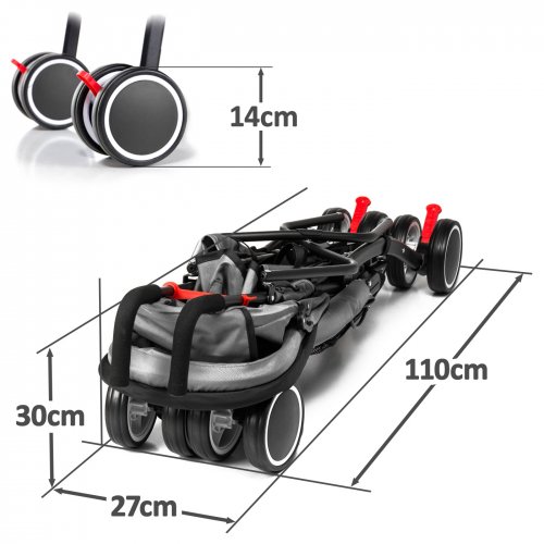 Wózek spacerówka Moolino Compact Czarno-szary B