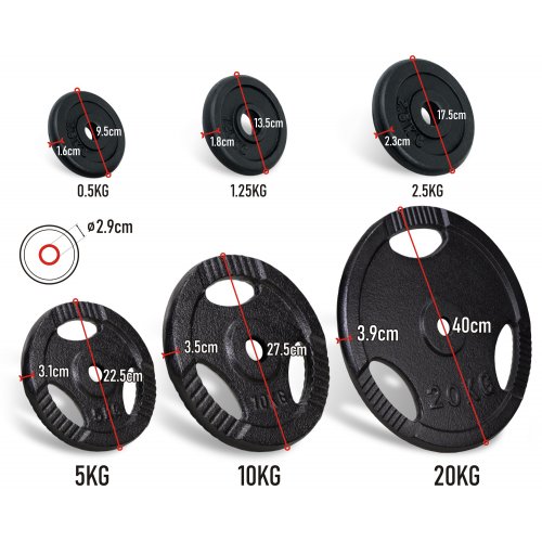 ZESTAW 20kg OBCIĄŻENIE ŻELIWNE TALERZE 16x1,25kg